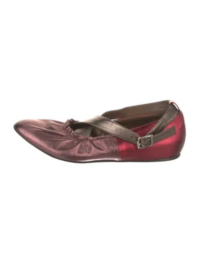 Pre-owned Marni Leather Colorblock Pattern Ballet Flats In Burgundy