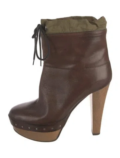 Pre-owned Marni Leather Colorblock Pattern Boots In Brown