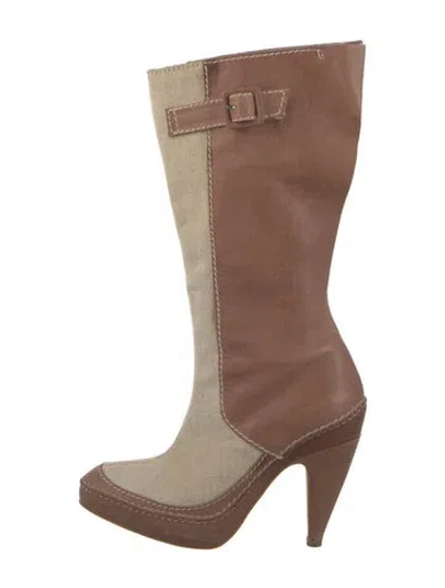 Pre-owned Marni Leather Colorblock Pattern Boots In Neutral