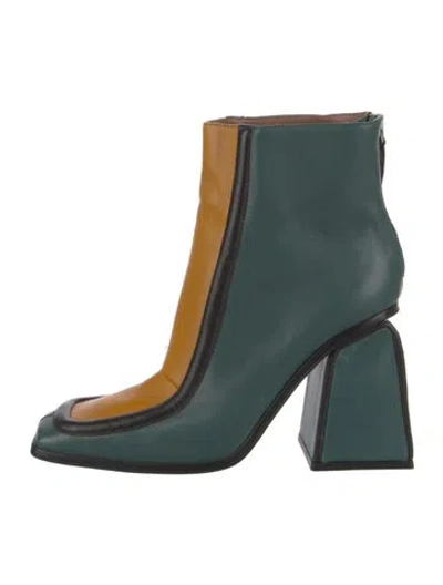Pre-owned Marni Leather Colorblock Pattern Chelsea Boots In Green