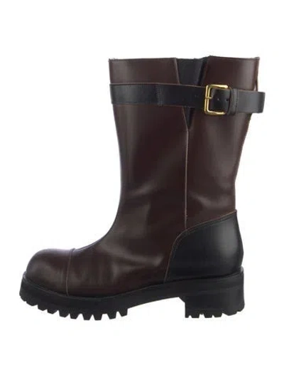 Pre-owned Marni Leather Colorblock Pattern Moto Boots In Multi