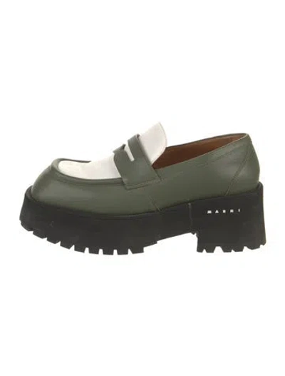 Pre-owned Marni Leather Colorblock Pattern Pumps In Green