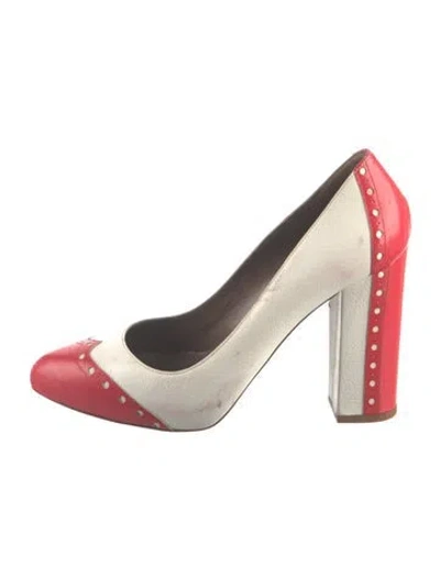 Pre-owned Marni Leather Colorblock Pattern Pumps In Red