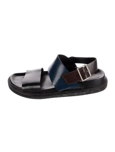 Pre-owned Marni Leather Colorblock Pattern Sandals In Black