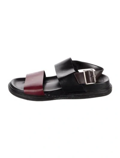 Pre-owned Marni Leather Colorblock Pattern Sandals In Black