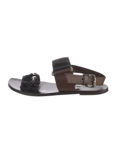 Pre-owned Marni Leather Colorblock Pattern Sandals In Brown