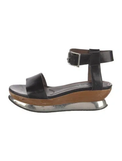 Pre-owned Marni Leather Colorblock Pattern Sandals In Brown