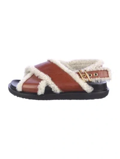 Pre-owned Marni Leather Colorblock Pattern Slingback Sandals In Brown