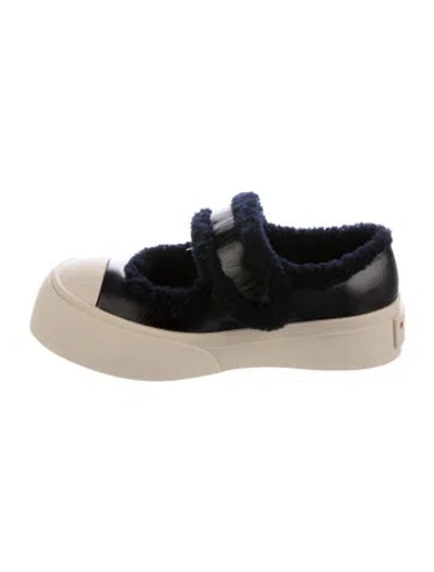 Pre-owned Marni Leather Colorblock Pattern Sneakers In Black