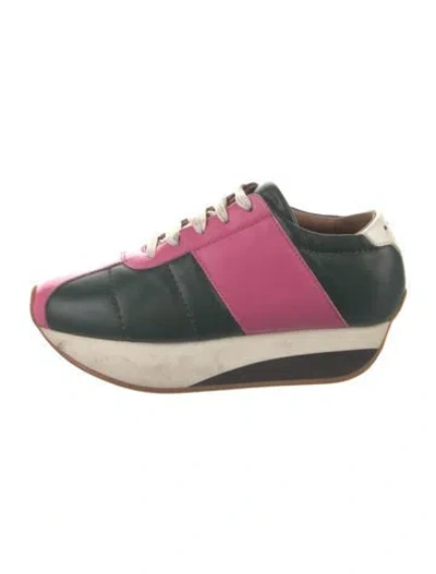 Pre-owned Marni Leather Colorblock Pattern Sneakers In Pink