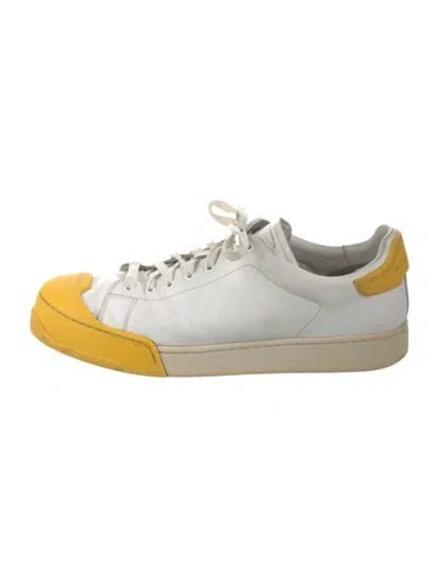 Pre-owned Marni Leather Colorblock Pattern Sneakers In White