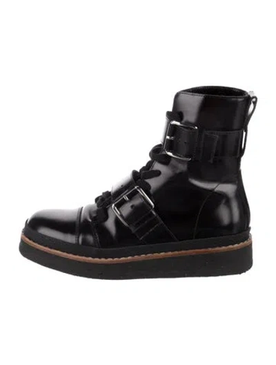 Pre-owned Marni Leather Combat Boots In Black