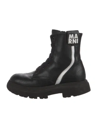 Pre-owned Marni Leather Combat Boots In Black
