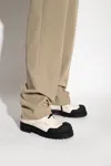Marni Leather Combat Boots With Contrasting Seams In Cream
