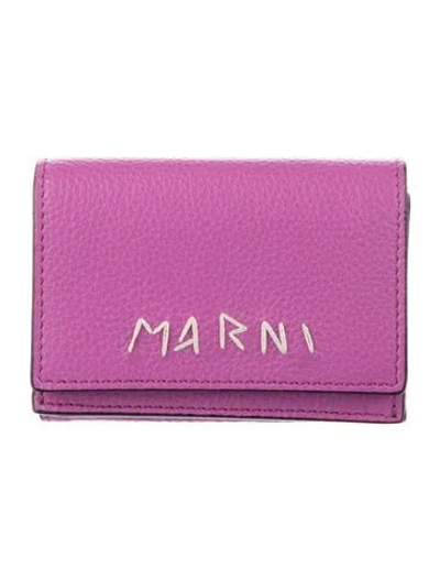 Pre-owned Marni Leather Compact Wallet In Purple