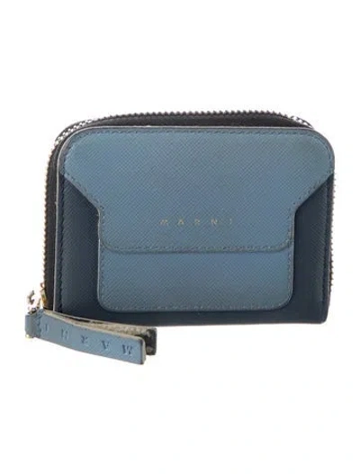 Pre-owned Marni Leather Continental Wallet In Blue