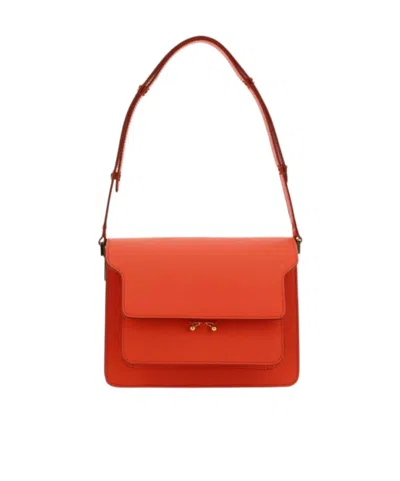 Marni Leather Crossbody Bag In Red