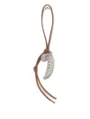 Marni Leather Crystal-embellished Keyring In Brown