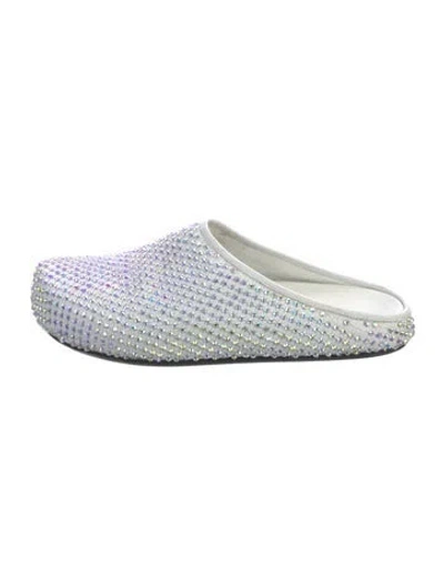 Pre-owned Marni Leather Crystal Embellishments Mules In Neutrals