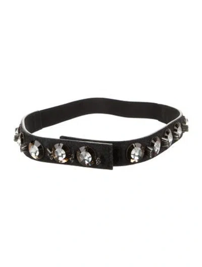 Pre-owned Marni Leather Crystal Embellishments Waist Belt In Black