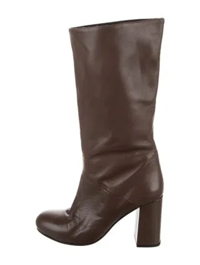 Pre-owned Marni Leather Cutout Accent Boots In Brown