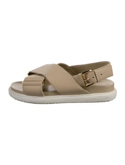 Pre-owned Marni Leather Cutout Accent Sandals In Neutrals/white