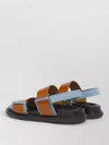 Marni Leather Double Strap Slingback Flat Sandals In Multi