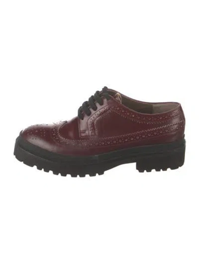 Pre-owned Marni Leather Eyelet Trim Oxfords In Burgundy