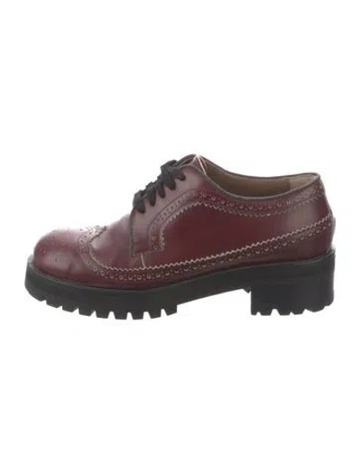 Pre-owned Marni Leather Eyelet Trim Pumps In Burgundy