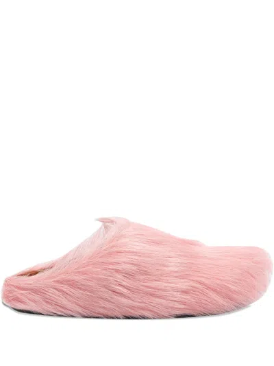Marni Leather Flat Mules In Pink