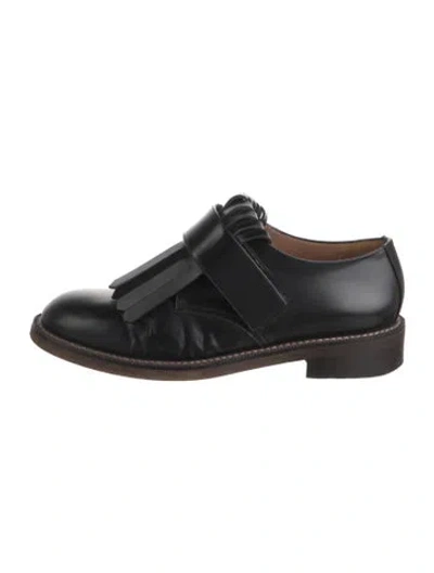 Pre-owned Marni Leather Fringe Trim Accent Loafers In Brown