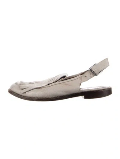 Pre-owned Marni Leather Fringe Trim Accent Loafers In Gray