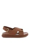 Marni Fussbett Leather Sandals In Brown