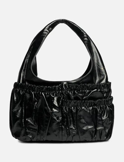 Marni Leather Gathered Hobo Bag In Black/黑色/블랙/ブラック