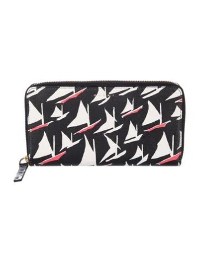 Pre-owned Marni Leather Graphic Print Continental Wallet In Black