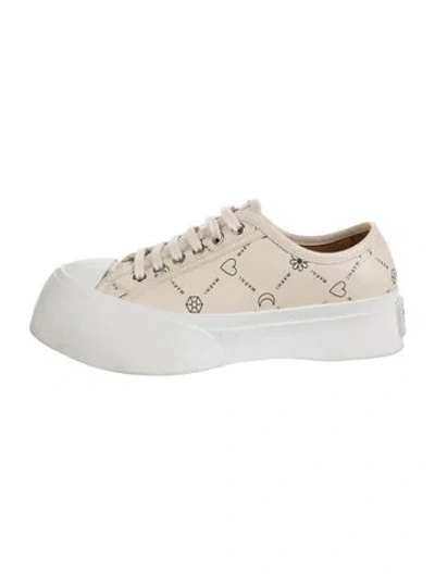 Pre-owned Marni Leather Graphic Print Sneakers In Blue