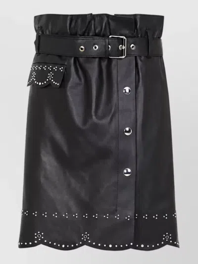 Marni Leather High-rise Midi Skirt In Black