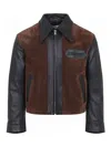 Marni Black Leather Jacket With Split-leather Front Panel In Black