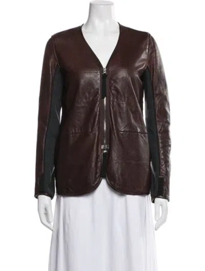 Pre-owned Marni Leather Jacket In Brown