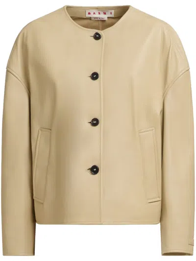 Marni Leather Jacket In Nude