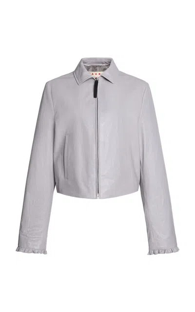 Marni Leather Jacket In Purple
