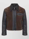Marni Black Leather Jacket With Split-leather Front Panel In Black