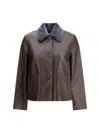 Marni Leather Jacket With A Shearling Collar In Brown