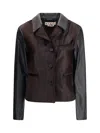 Marni Leather Jacket With Pony Hair Inserts In Black