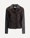 Marni Leather Jacket With Pony Hair Inserts In Blue