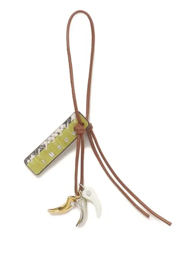 Marni Leather Knotted Keyring In Brown