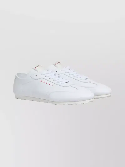 MARNI LEATHER LACE-UP LOW-TOP SNEAKERS WITH RUBBER SOLE