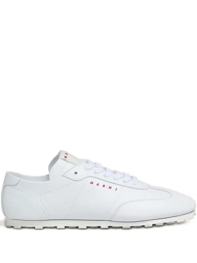 Marni Leather Lace-up Low-top Sneakers With Rubber Sole In White