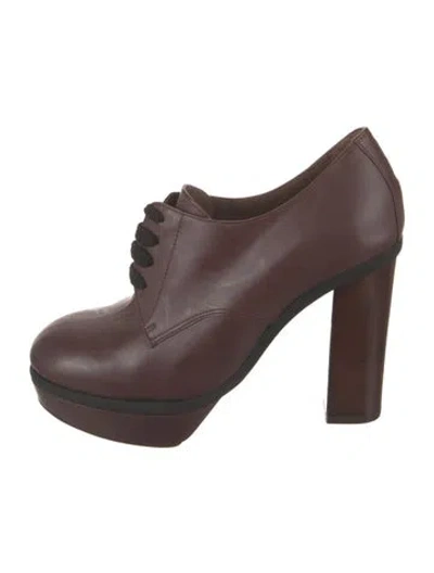 Pre-owned Marni Leather Lace-up Boots In Burgundy