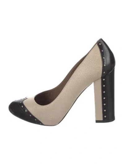 Pre-owned Marni Leather Lasercut Accents Pumps In Neutral